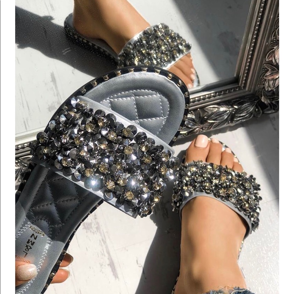 Grey rock studded slide